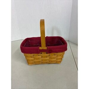 Longaberger 2009 Handmade Basket with Burgundy Liner and Divided Protector USA